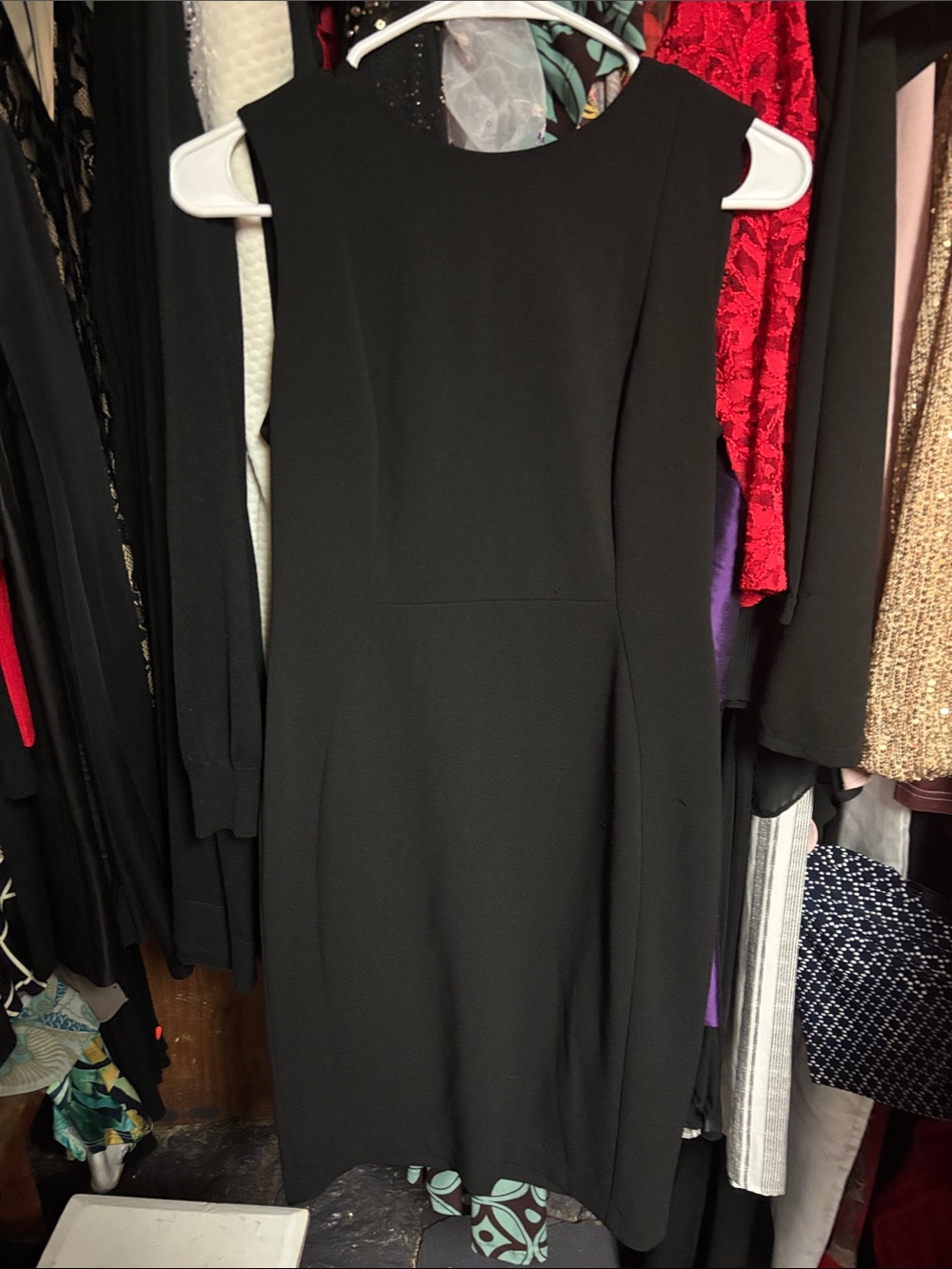 Calvin Klein Black Sleeveless Midi Sheath Dress